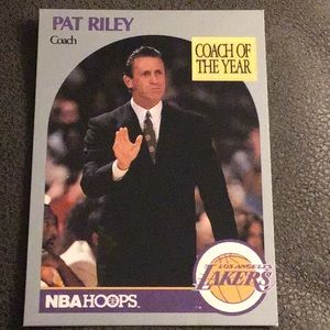 PAT RILEY, 1990 NBA HOOPS CARD, LAKERS, COACH OF THE YEAR
